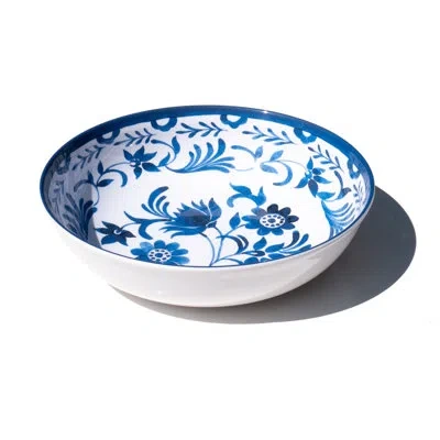 Abode Homewares Medallion Flower Melamine Serving Bowl - Blue - 11.9"
