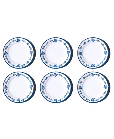 Abode Homewares Medallion Flower Newwave Melamine Dinner Plates, Set Of 6 In Blue