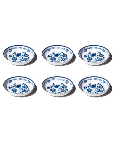 Abode Homewares Medallion Flower Newwave Melamine Low Bowls, Set Of 6 In Blue