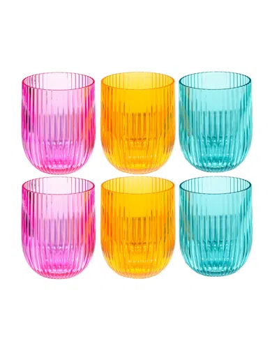 Abode Homewares Mesa Acrylic Stemless Wine Glasses, Set Of 6 In Multi