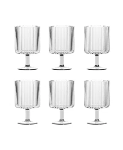 Abode Homewares Mesa Stacking Goblet Premium Acrylic Glasses, Set Of 6 In Transparent