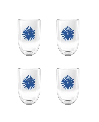 Abode Homewares Midsummer Acrylic Floral Stemless Wine Glasses, Set Of 4 In Blue