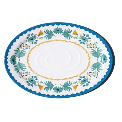 Abode Homewares Montelupo Melamine Oval Serving Platter - Multicolor - 20" X 14"
