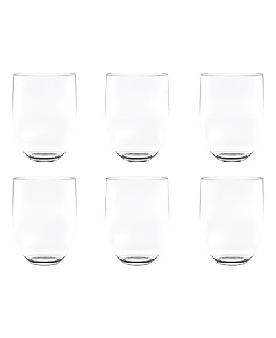 Abode Homewares Quatro Acrylic Stemless Wine Glasses, Set Of 6 In Clear