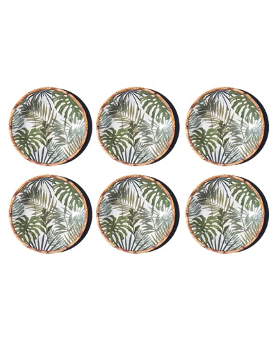 Abode Homewares Rainforest Palm Newwave Melamine Dinner Plates, Set Of 6 In Green