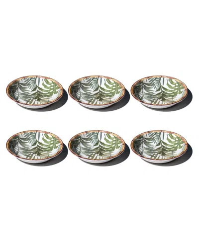 Abode Homewares Rainforest Palm Newwave Melamine Low Bowls, Set Of 6 In Green