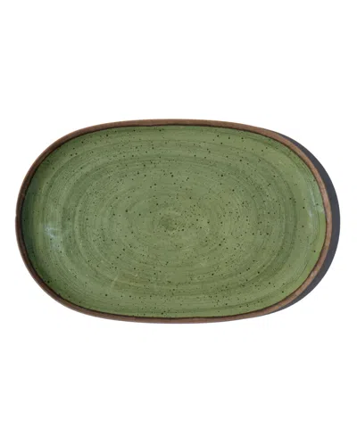 Abode Homewares Retreat Pottery 10.9" Melamine Oval Platter In Green