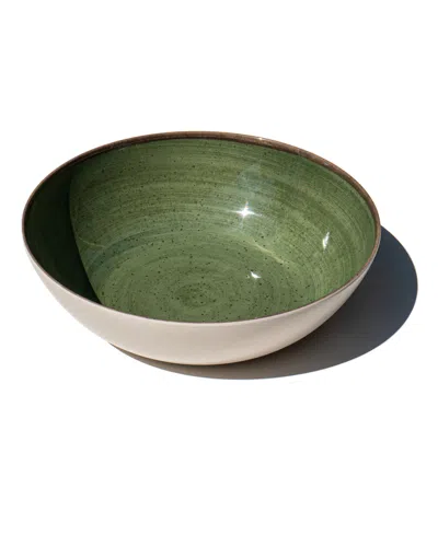 Abode Homewares Retreat Pottery 13.5" Melamine Serving Bowl In Green