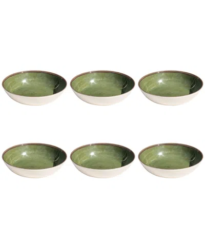 Abode Homewares Retreat Pottery Low 6-pc. Bowls, Service For 6 In Green