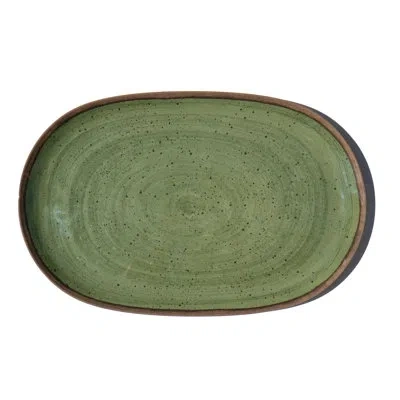 Abode Homewares Retreat Pottery Melamine Oval Platter - Green - 16.9" X 10.9"