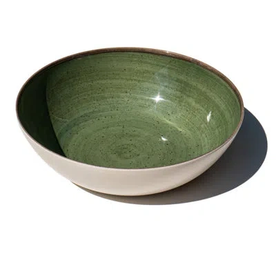 Abode Homewares Retreat Pottery Melamine Serving Bowl - Green - 13.5"