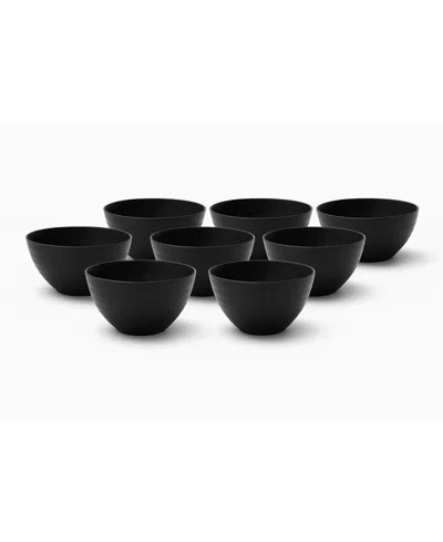 Abode Homewares Ribbed Coupe Wheat Cereal Bowls, Set Of 8 In Black