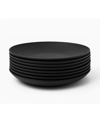 Abode Homewares Ribbed Coupe Wheat Dinner Plates, Set Of 8 In Black