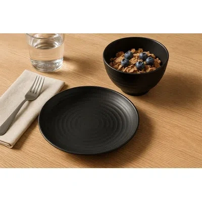 Abode Homewares Ribbed Coupe Wheat Straw Cereal Bowl In Black
