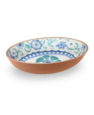 Abode Homewares Rio Turquoise Floral Melamine Oval Serve Bowl In Blue,green,white