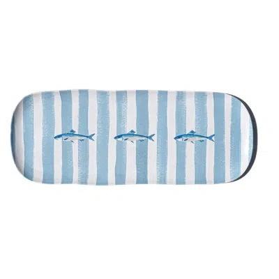 Abode Homewares Sardinia Melamine Stripe Serving Platter - Blue - 17"