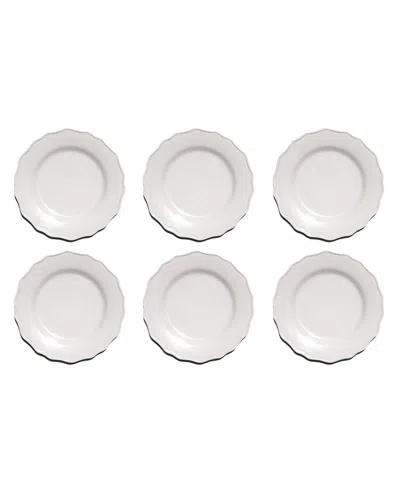 Abode Homewares Scallop Newwave Melamine Dinner Plates, Set Of 6 In White