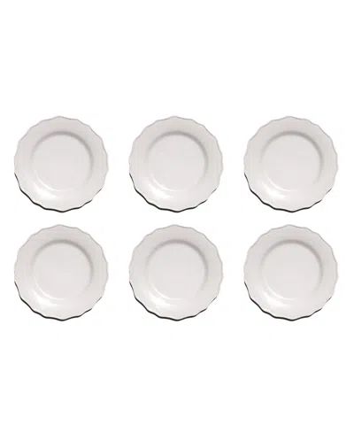 Abode Homewares Scallop Newwave Melamine Salad Plates, Set Of 6 In White