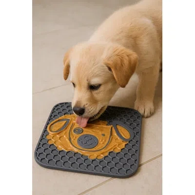 Abode Homewares Sparky Silicone Dog Lick Mat - 7.9" - Gray