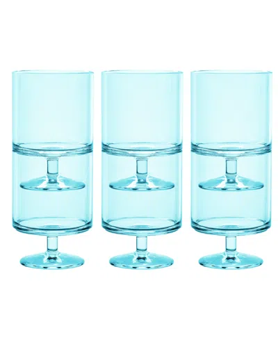 Abode Homewares Stacking Wine Premium Acrylic Goblet Glasses, Set Of 6 In Aqua