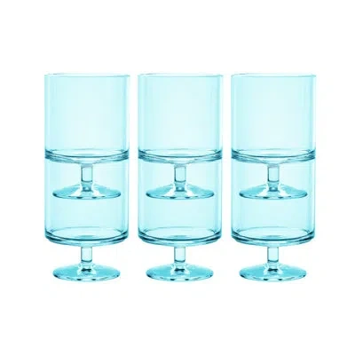 Abode Homewares Tarhong  9.4 oz Stacking Wine Goblet, Aqua Set Of 6