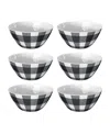 Abode Homewares Vintage-like Black Buffalo Check Melamine Bowls, Set Of 6