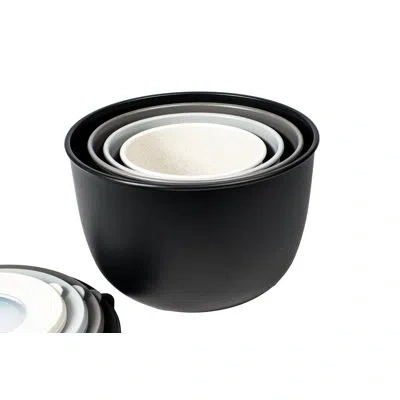 Abode Homewares Wheat Straw Stackable Mixing Bowl Set With Lids In Taupe