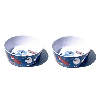 Abode Homewares Whimsy Dogs Melamine Pet Bowl In Blue