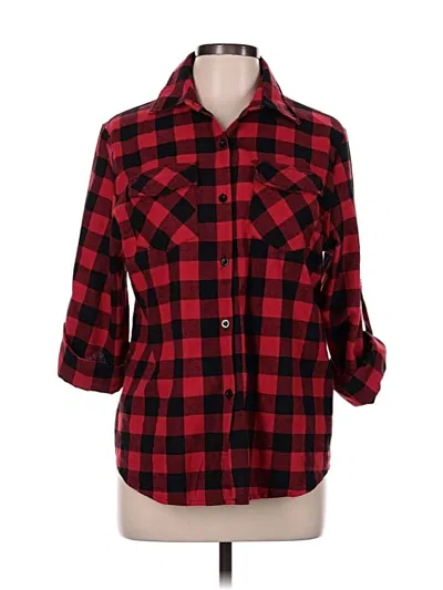 Pre-owned Abollria 3/4 Sleeve Button Down Shirt In Red
