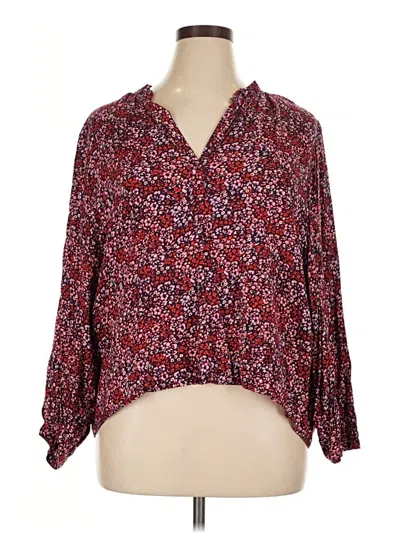 Pre-owned Abound 3/4 Sleeve T-shirt In Burgundy