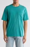 Abound Acid Wash Pocket T-shirt In Teal Bayou