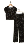 Abound After Hours Cap Sleeve Top & Pants Pajamas In Black Micro Ditsy
