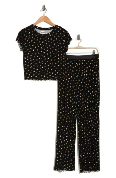 Abound After Hours Cap Sleeve Top & Pants Pajamas In Black