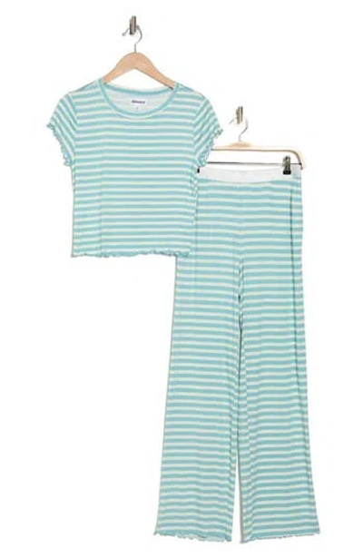 Abound After Hours Cap Sleeve Top & Pants Pajamas In Blue Sail Suni Stripe