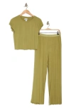 Abound After Hours Cap Sleeve Top & Pants Pajamas In Olive Fir