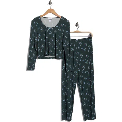 Abound After Hours Long Sleeve Top & Pants Pajamas In Green- Blue Climbing Floral