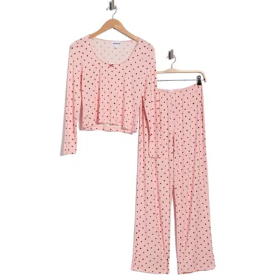 Abound After Hours Long Sleeve Top & Pants Pajamas In Pink- Red C Maddison Dot