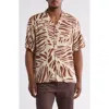 Abound Animal Print Camp Shirt In Brown