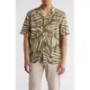 Abound Animal Print Camp Shirt In Olive- Beige Minimal Animal
