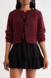 Abound Bow Front Cardigan In Burgundy