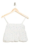 Abound Bubble Peplum Crop Top In Ivory- Blue Rosebuds