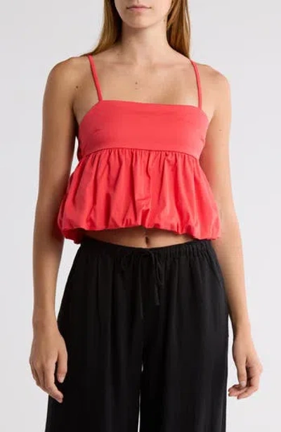 Abound Bubble Peplum Crop Top In Red Bittersweet