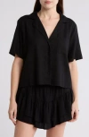 Abound Button Front Camp Shirt In Black
