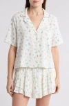 Abound Button Front Camp Shirt In Ivory- Blue Rosebuds