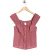 Abound Button Front Cotton Top In Pink
