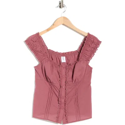 Abound Button Front Cotton Top In Pink