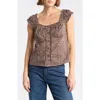Abound Button Front Cotton Top In Brown