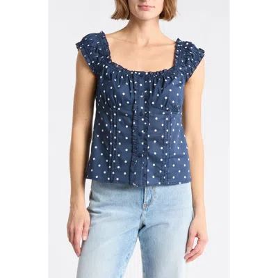 Abound Button Front Cotton Top In Blue
