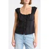 Abound Button Front Cotton Top In Black