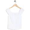 Abound Button Front Cotton Top In White